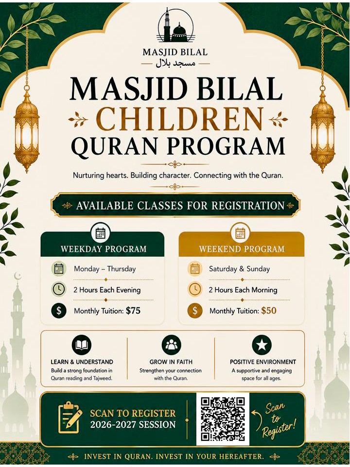 Masjid Bilal Quran Program poster